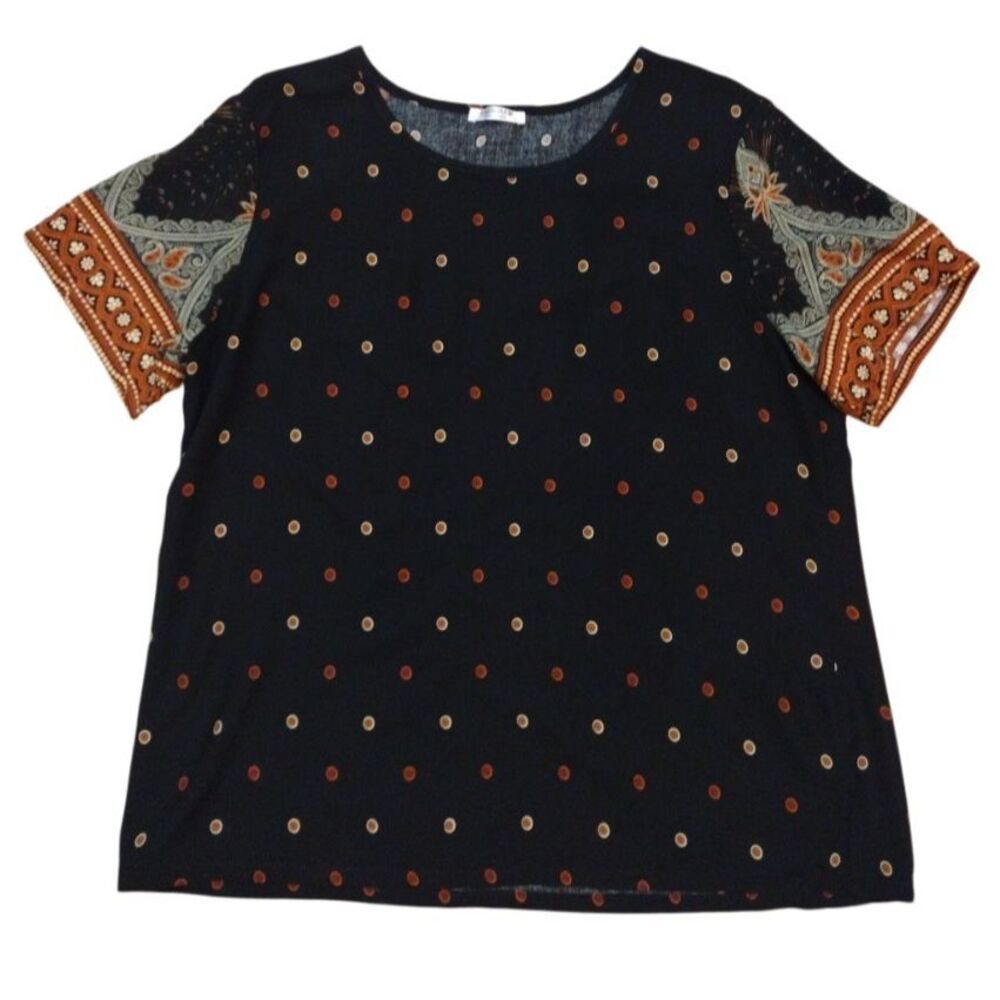 Ekouaer Blouse WomanLarge Black All Over Print Geometric Paisley Bohemian Casual